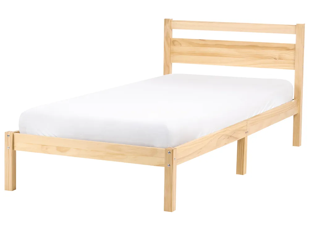 Bett mit Lattenrost Kiefernholz MERCURER 90 x 200 cm Hellbraun