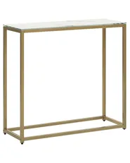Console Table DELANO Tempered Glass Marble/ Gold_765451