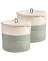 Aufbewahrungskorb 2er Set SILOPI Baumwolle Hellbeige / Grün