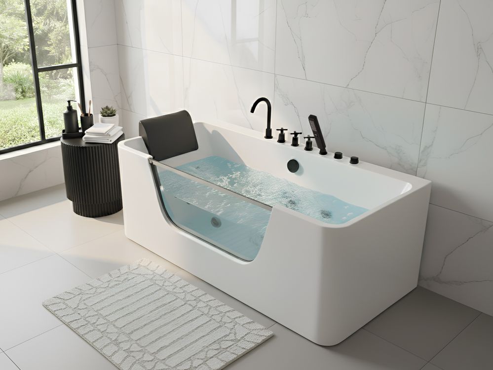Hoek bubbelbad CAHUITA 160 x 75 cm Wit