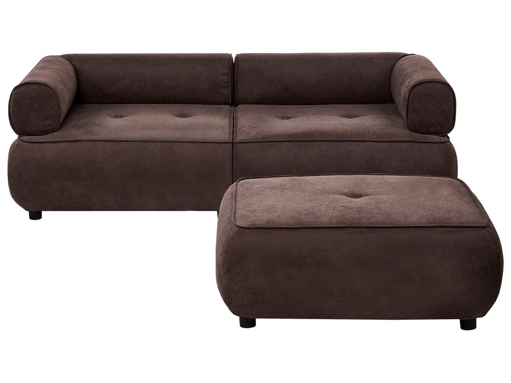Sofa 3-znamenkasti SALLA s stolcem Tkanina Tamno smeđa