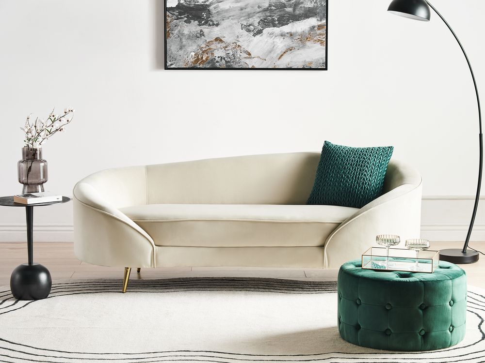 Sofa dvosjed SAVAR Samet Svijetlo bež