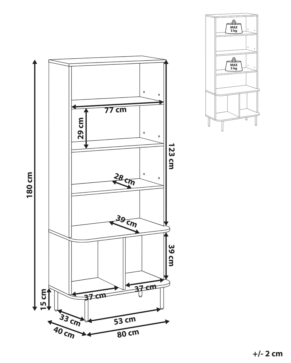Bücherregal mit 6 Ebenen BRADLEY 180 cm Dunkelbraun_1073221