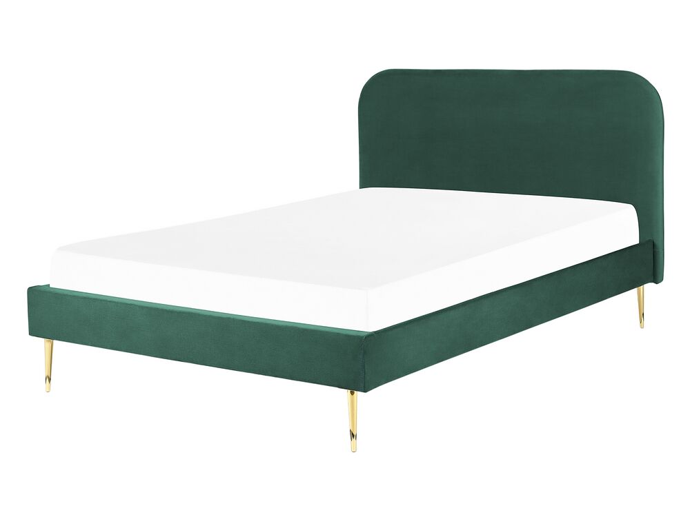 Bed Velvet FLAYAT 140 x 200 cm (EU Double) Emerald Green