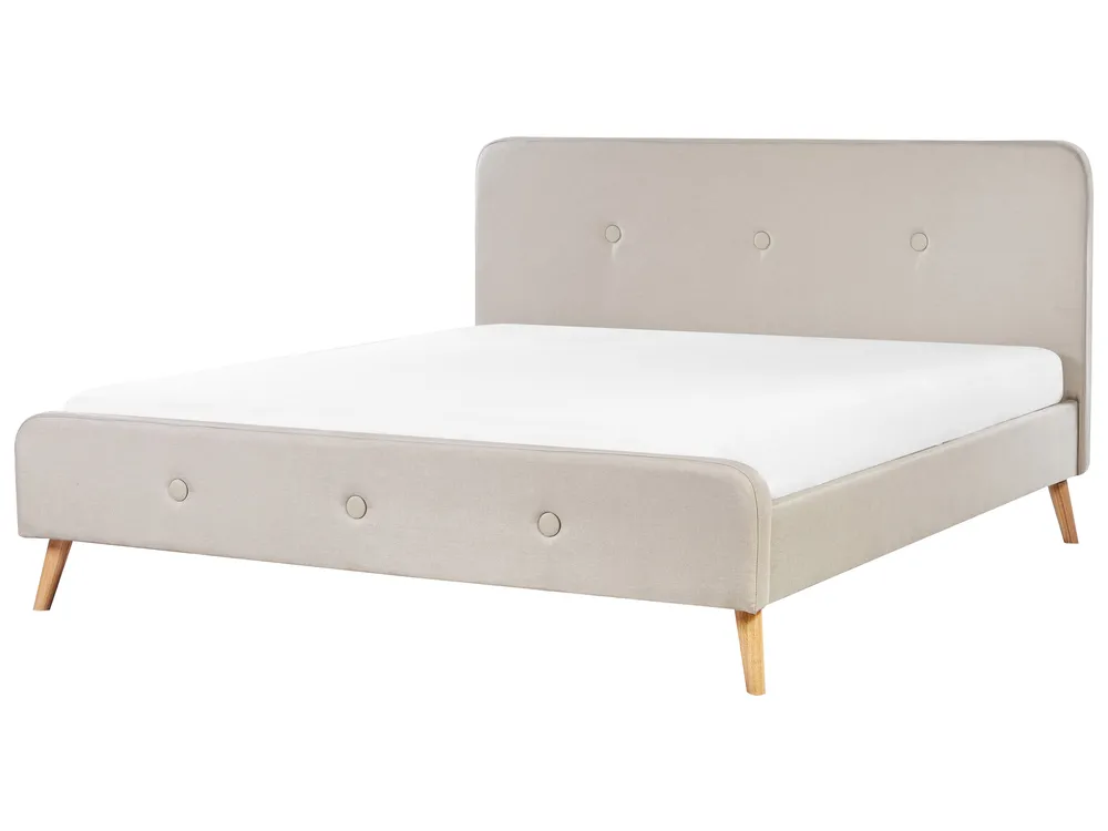 Bett mit Lattenrost Kunstleinen RENNES 180 x 200 cm Hellbeige