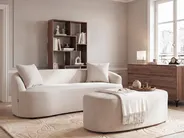 Sofa AMAL mit Ottomane Stoff Hellbeige_1145803