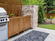 Outdoor-Küche 3er Set mit Spüle VENOSA Braun / Schwarz Akazienholz_984675