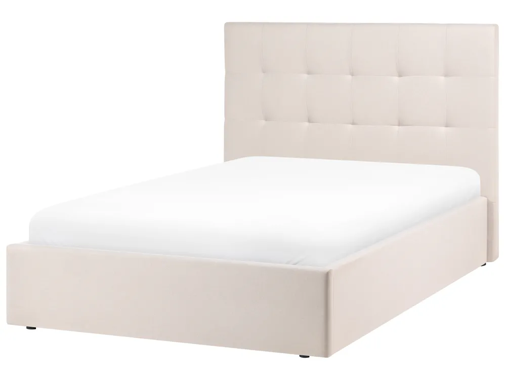 Bett mit Stauraum LORIENT Stoff Beige 120 x 200 cm_1062958