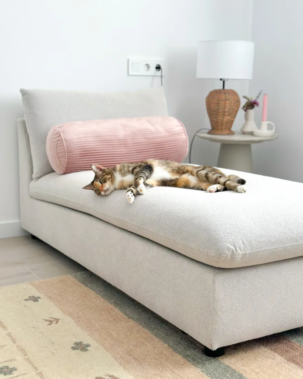 Chaiselongue VIZILLE Stoff Cremeweiß_1019960