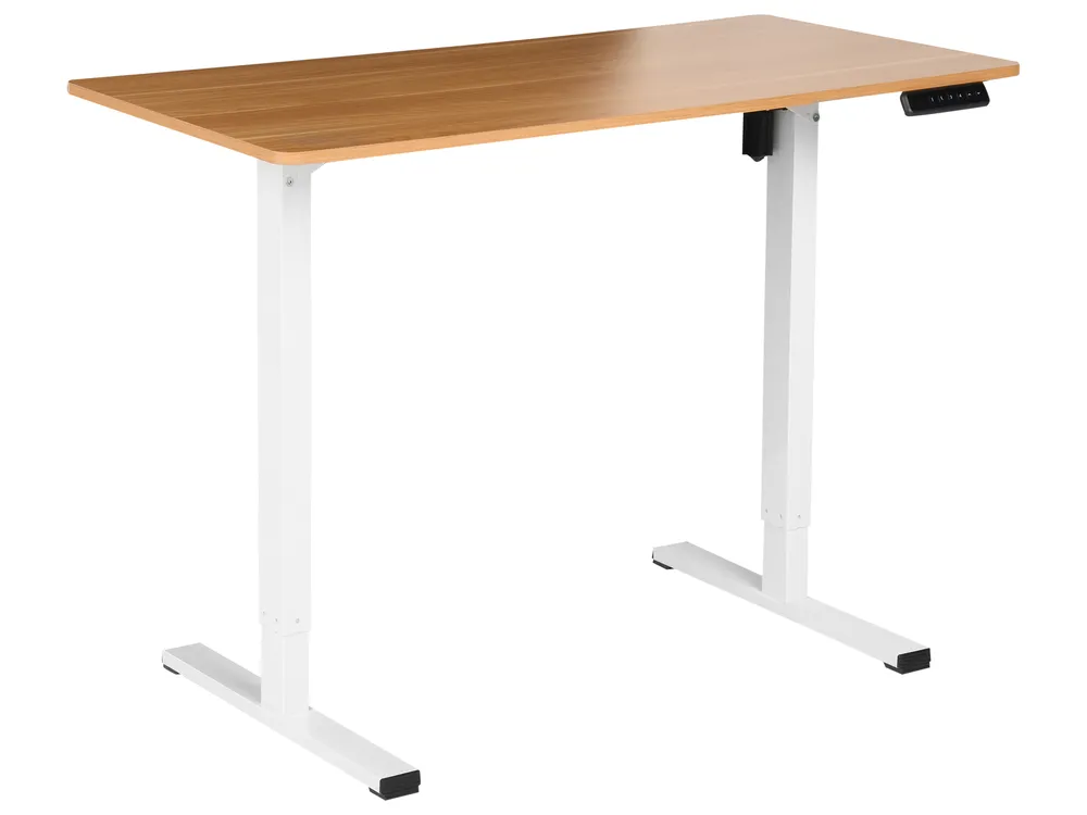 Schreibtisch elektrisch höhenverstellbar TAVARES 120 cm 60 cm Hellbraun / Weiß