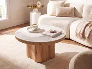 Coffee Table MALTBY Travertine Effect Light Brown_1146553
