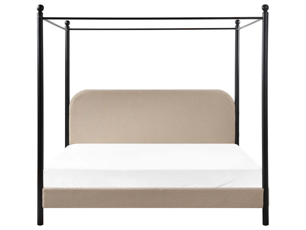 Himmelbett Bouclé DANNEMOIS 180 x 200 cm Taupe_961054