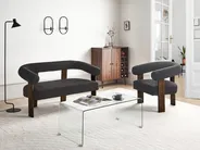 Sofa 2 Seater ILBRO Boucle Black/ Dark Brown_984885