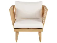 Lounge Set mit Tisch 4-Sitzer CREMONA Akazienholz Hellbraun / Cremeweiß linksseitig_775958