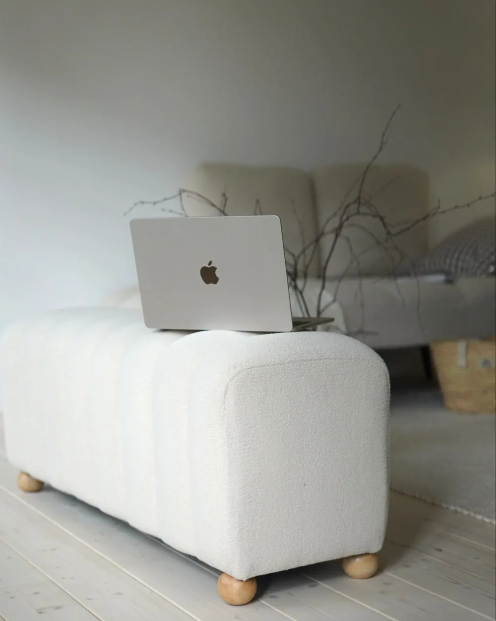 Upholstered Bench IDYLLWILD Boucle Off-White_1082403