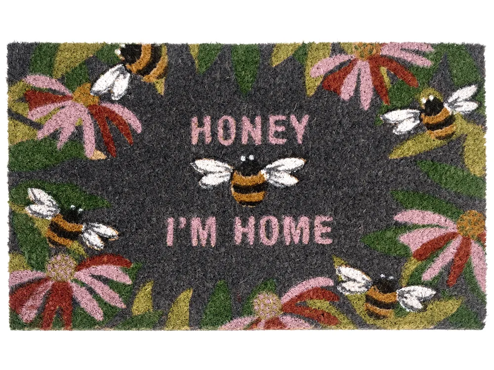Coir Doormat Bee Pattern 45 x 75 cm Multicolour INIGOK