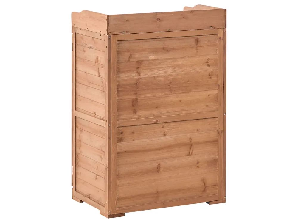 Table De Rempotage Tereville En Bois De Sapin – Extérieur, étagère, Plateau Acier – Marron Foncé