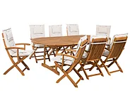 Garden Dining Set 8 Seater MAUI with Cushions Acacia Wood Off-White_743950