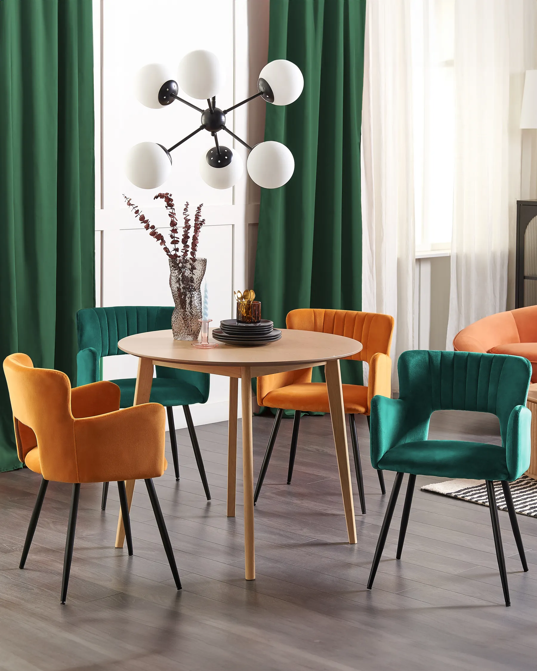Set of 2 Dining Chairs SANILAC Velvet Emerald Green_847164