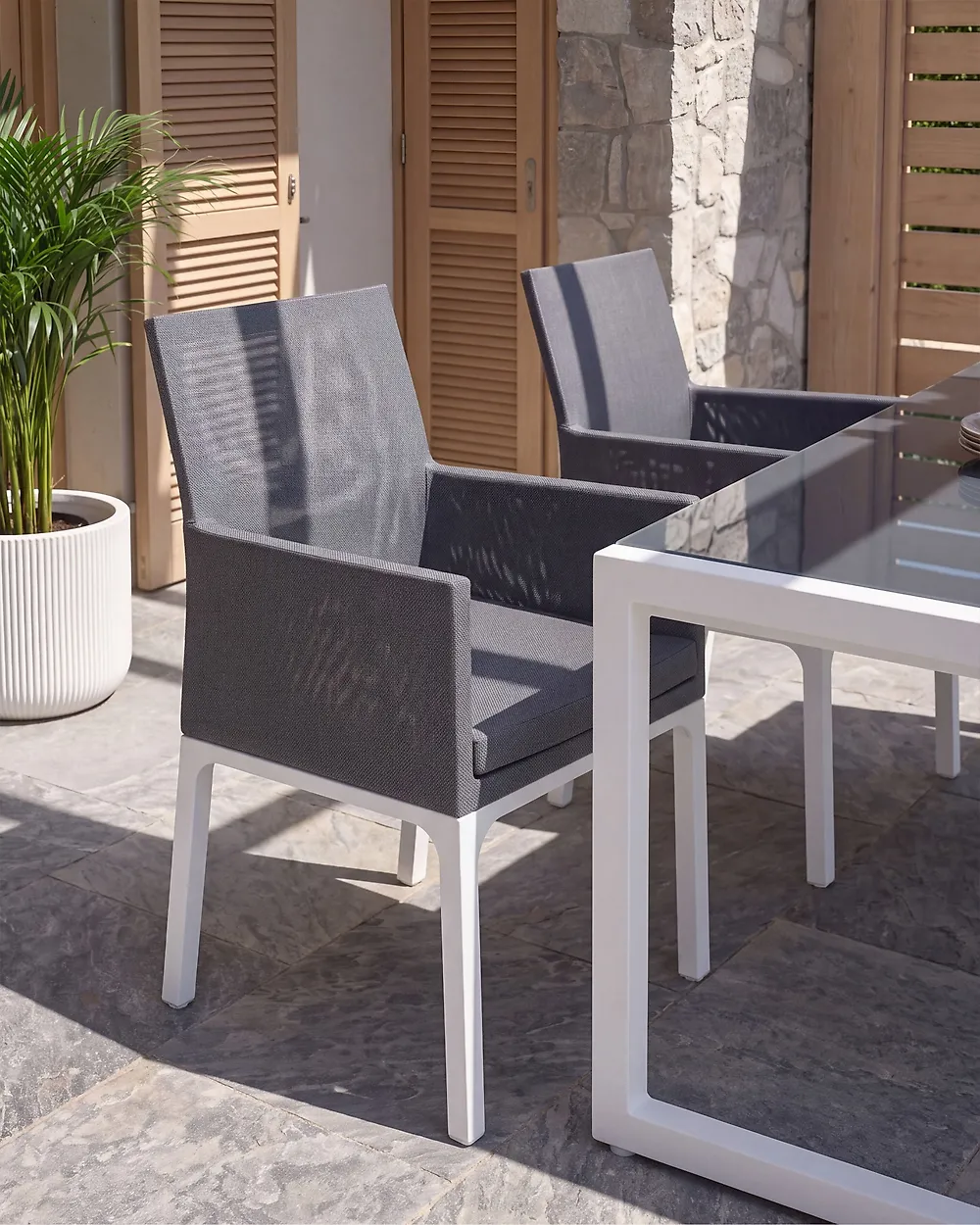 Set of 2 Garden Chairs with Cushions BACOLI Fabric Dark Grey_1177374
