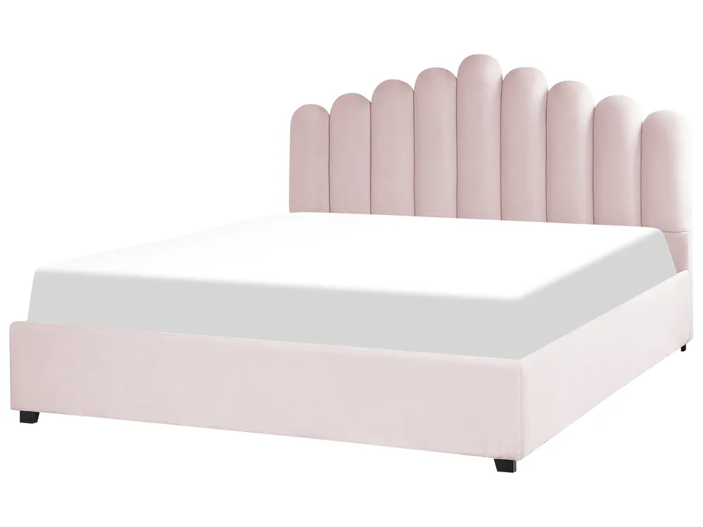 Bett mit Stauraum VINCENNES Samtstoff Pastellrosa 180 x 200 cm_837346