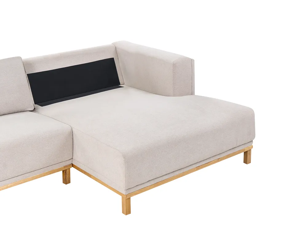 Ecksofa 5-Sitzer VENG Stoff Hellbeige linksseitig_1009681