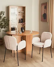 Set of 2 Dining Chairs ALBEE Fabric Beige_1172714