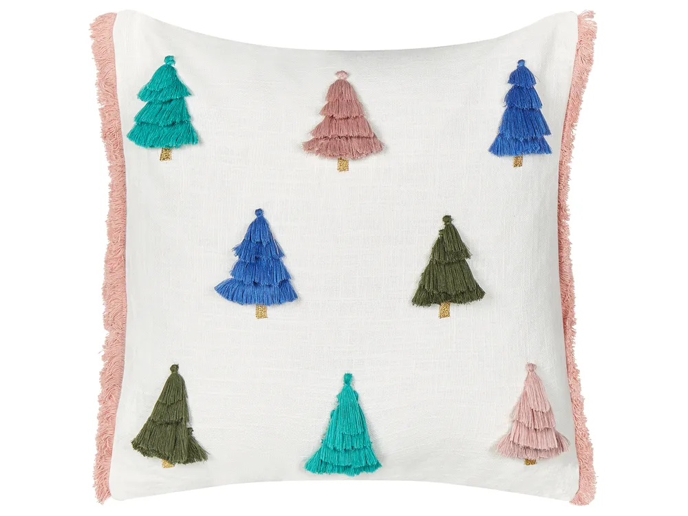 Dekokissen 2er Set SKIMMIA 45 x 45 cm Baumwolle Weiß Weihnachtsmotiv_887956
