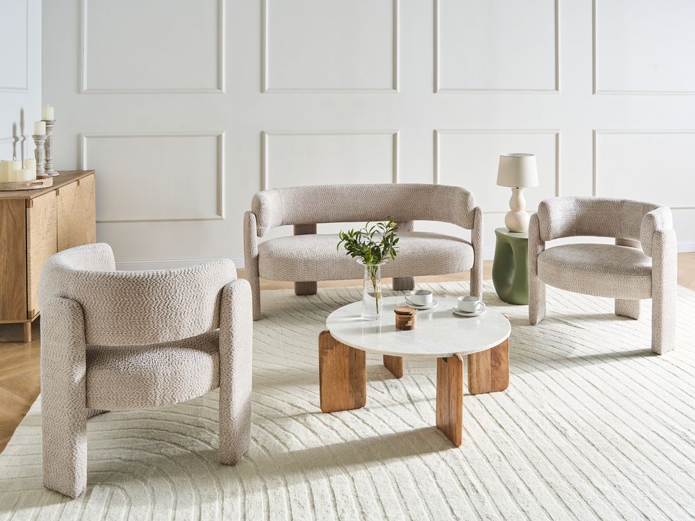Living Room Set 4 Seater BUREA Chenille Light Beige