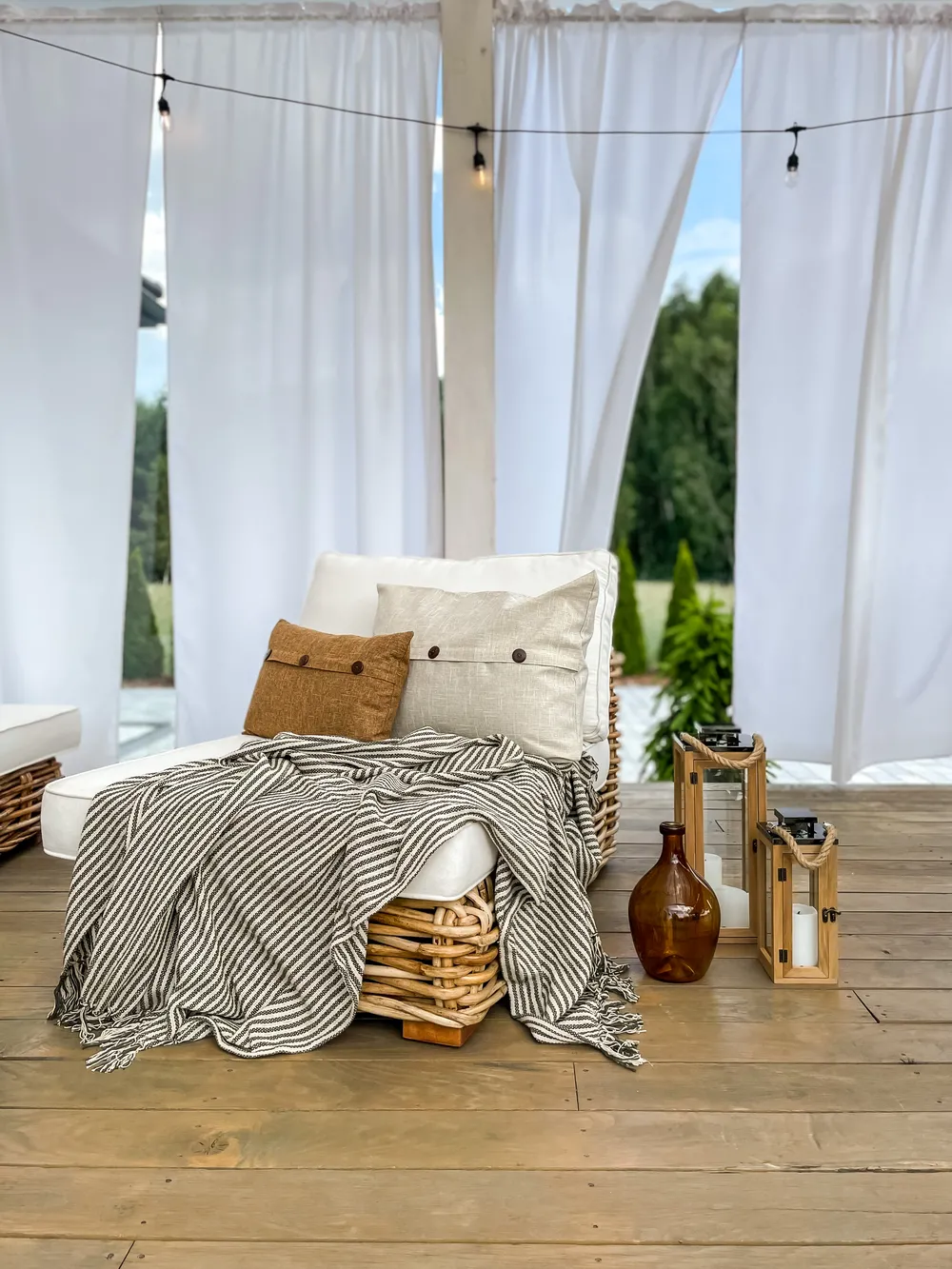 Garden Lounge Set with Table 4 Seater VARALLO Modular Rattan Natural Left Hand_827112