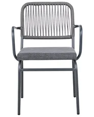 Set mit 4 Stühlen und Sitzkissen TACENO Metall Grau_1007824