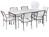 Gartenmöbel Set 6-Sitzer COSOLETO/GROSSETO Sicherheitsglas Marmor Optik Weißer Marmor