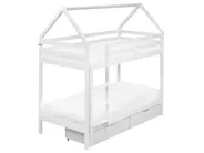 Hochbett mit Schubladen TERNAS Kiefernholz Weiß 90 x 200 cm mit Stauraum_988831
