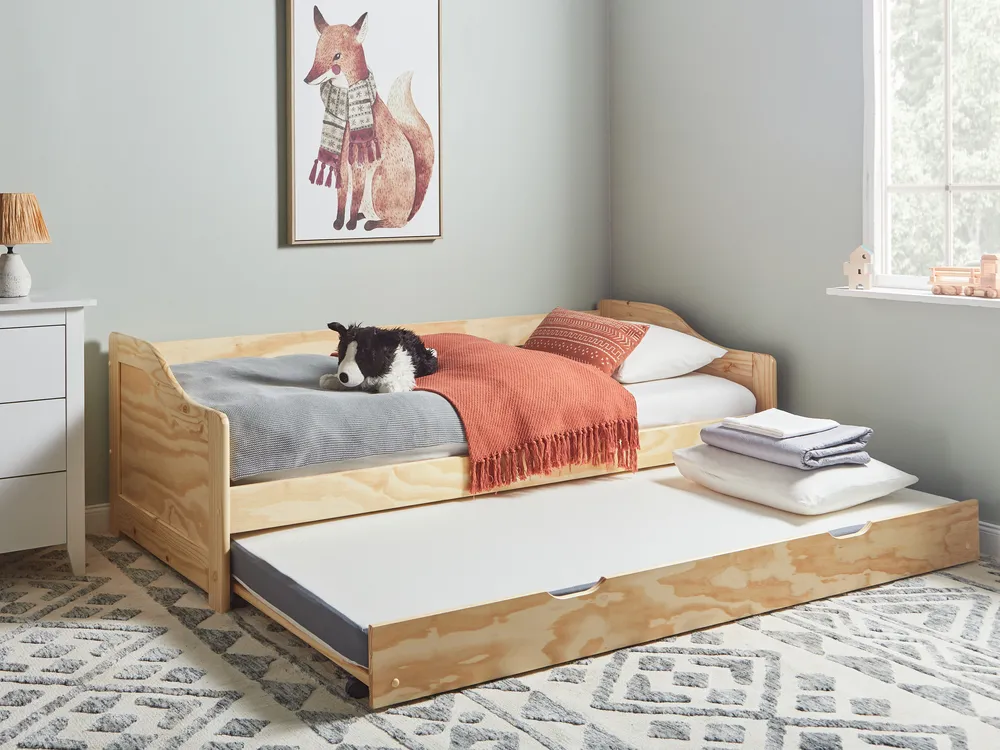 Ausziehbett Kiefernholz LUNERAY 90 x 200 cm Hellbraun