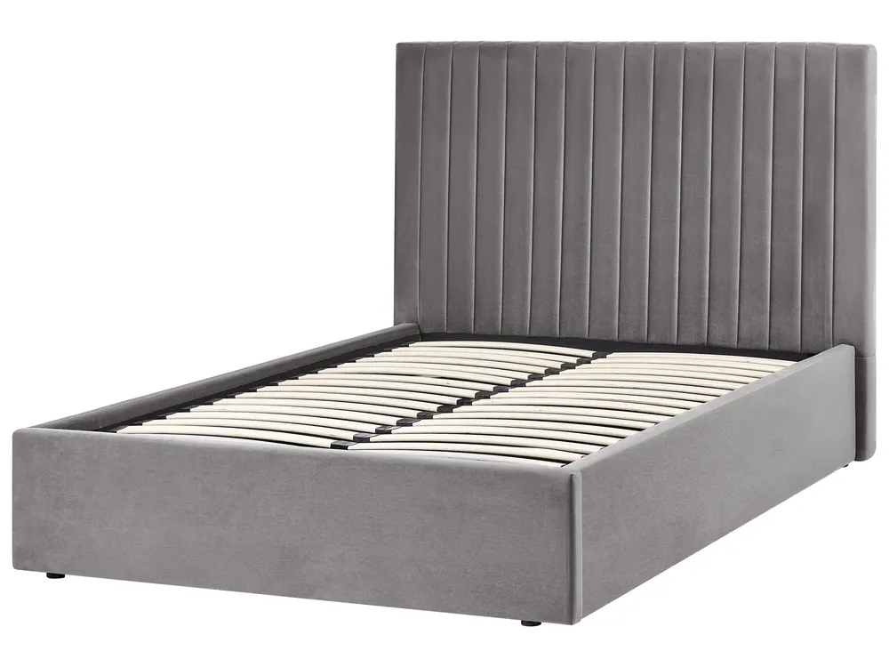 Bett mit Stauraum VION Samtstoff Grau 120 x 200 cm_1062860