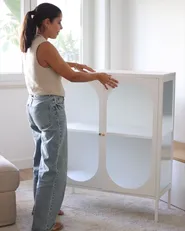 Glass Display Sideboard SARRE 90 cm Metal White_895733