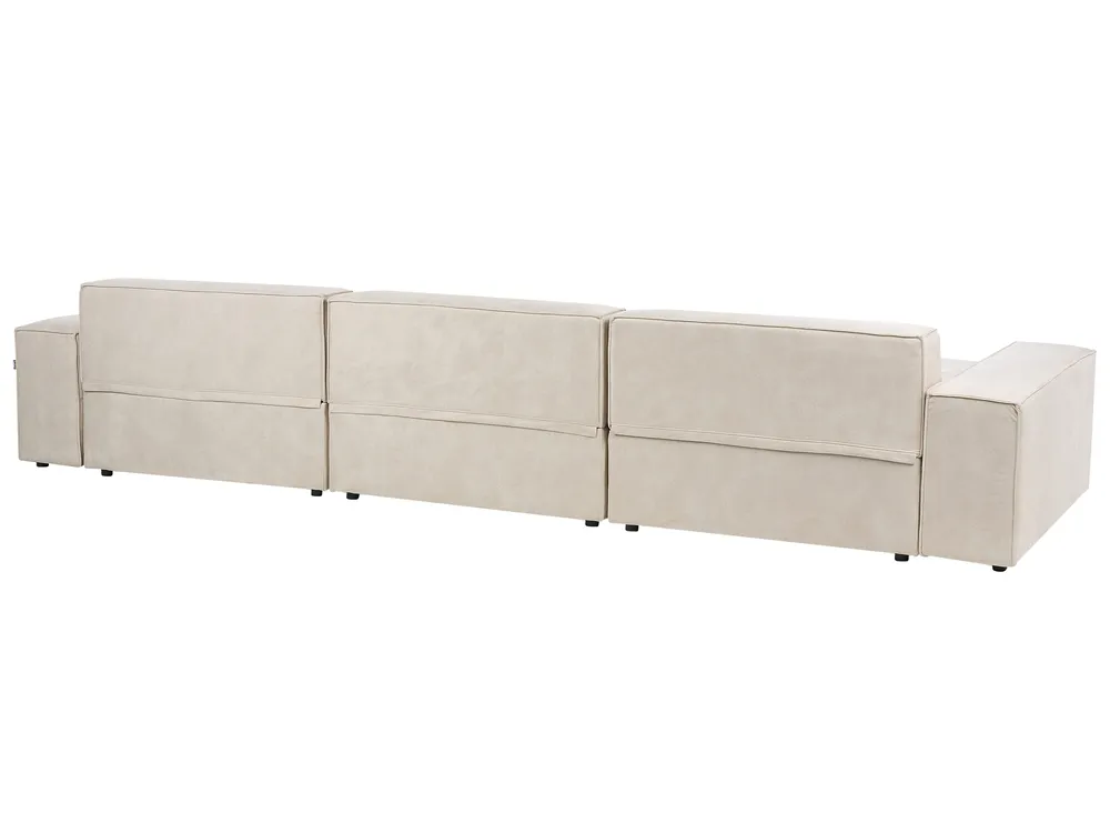 Modul Ecksofa 4-Sitzer HELLNAR mit Ottomane Samtstoff Hellbeige rechtsseitig_911151