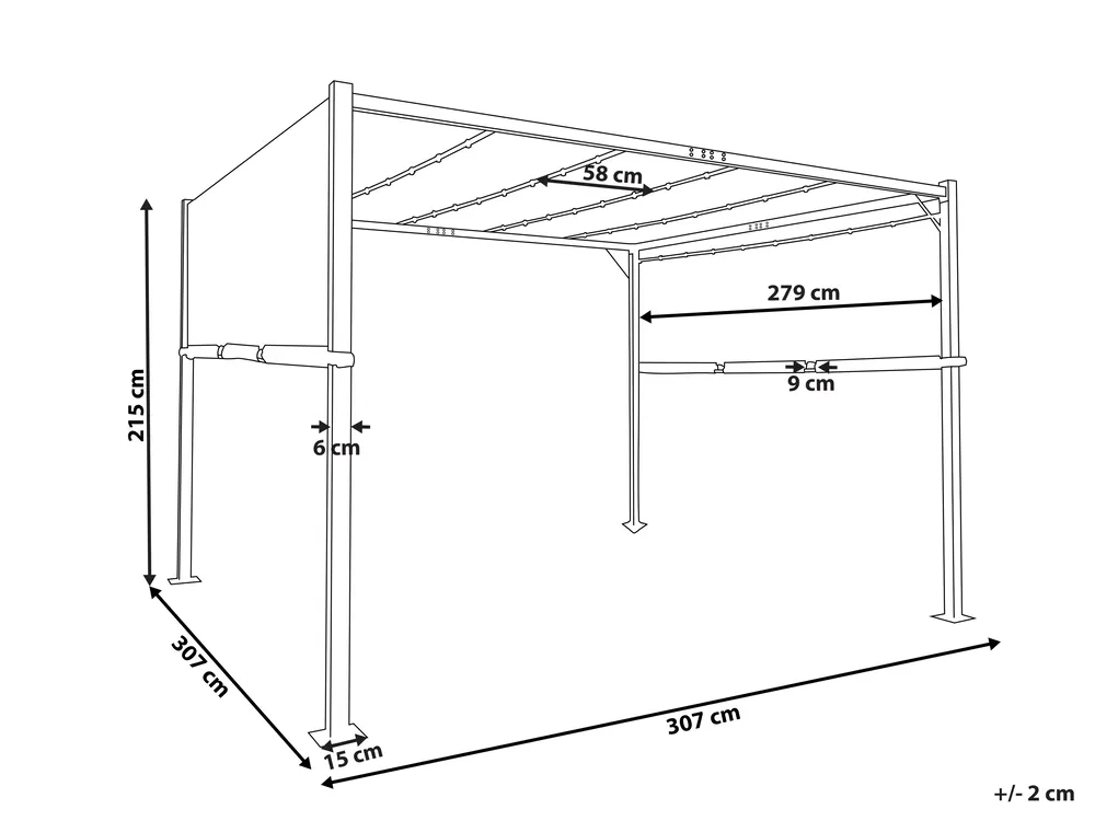 Pavillon LED PARGA 310 cm 310 cm Metall Grau_900896