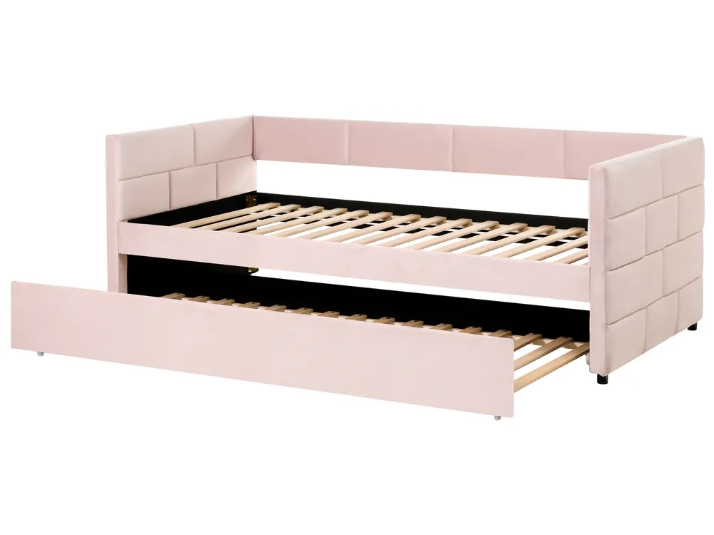 Ausziehbett Samtstoff CHAVONNE 90 x 200 cm Rosa_1022023