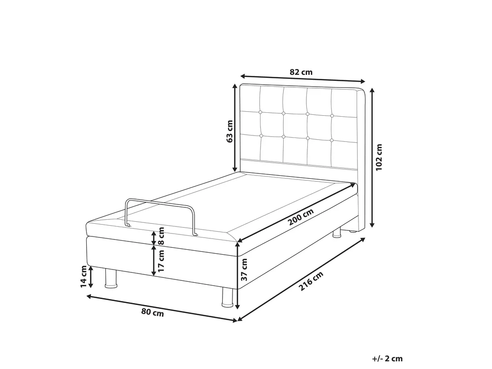 Bett verstellbar Stoff DUKE 80 x 200 cm Beige_809053