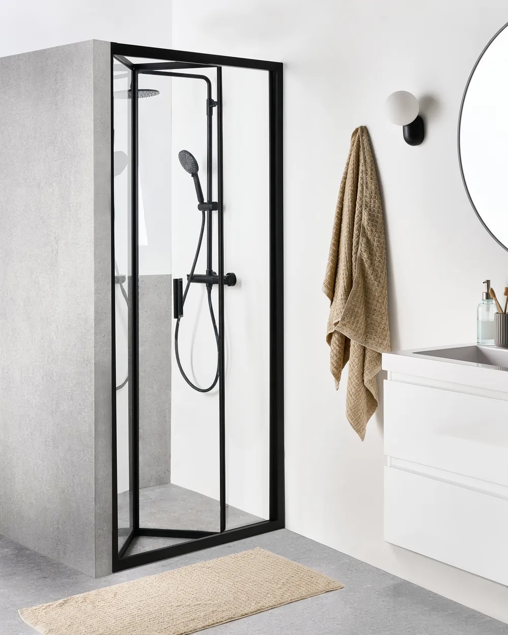 Faltbare Dusch­tür NELTUME 80 x 190 cm Schwarz_998905