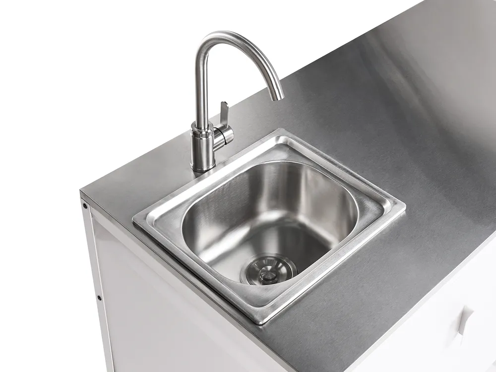 Outdoor-Küche 2er Set mit Spüle MAENZA Weiß Metall_1045046