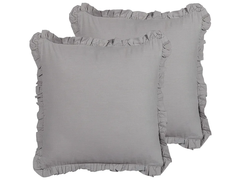 Dekokissen 2er Set GLABRA 45 x 45 cm Leinen Grau Ohne Muster
