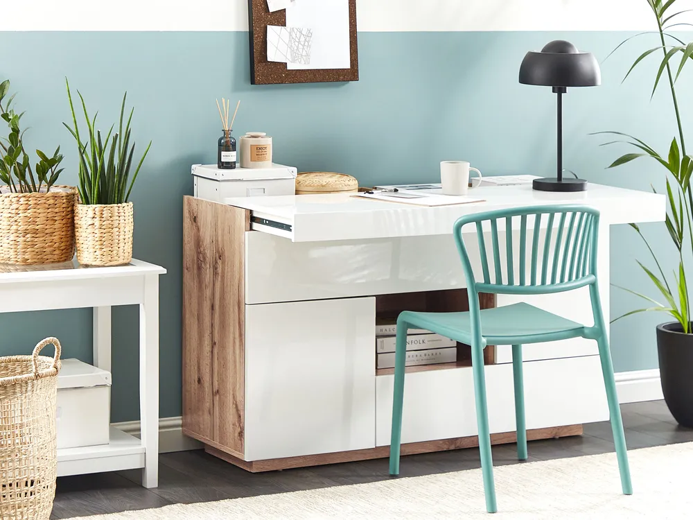 Schreibtisch Sideboard mit 2 Türen GORAN Weiß