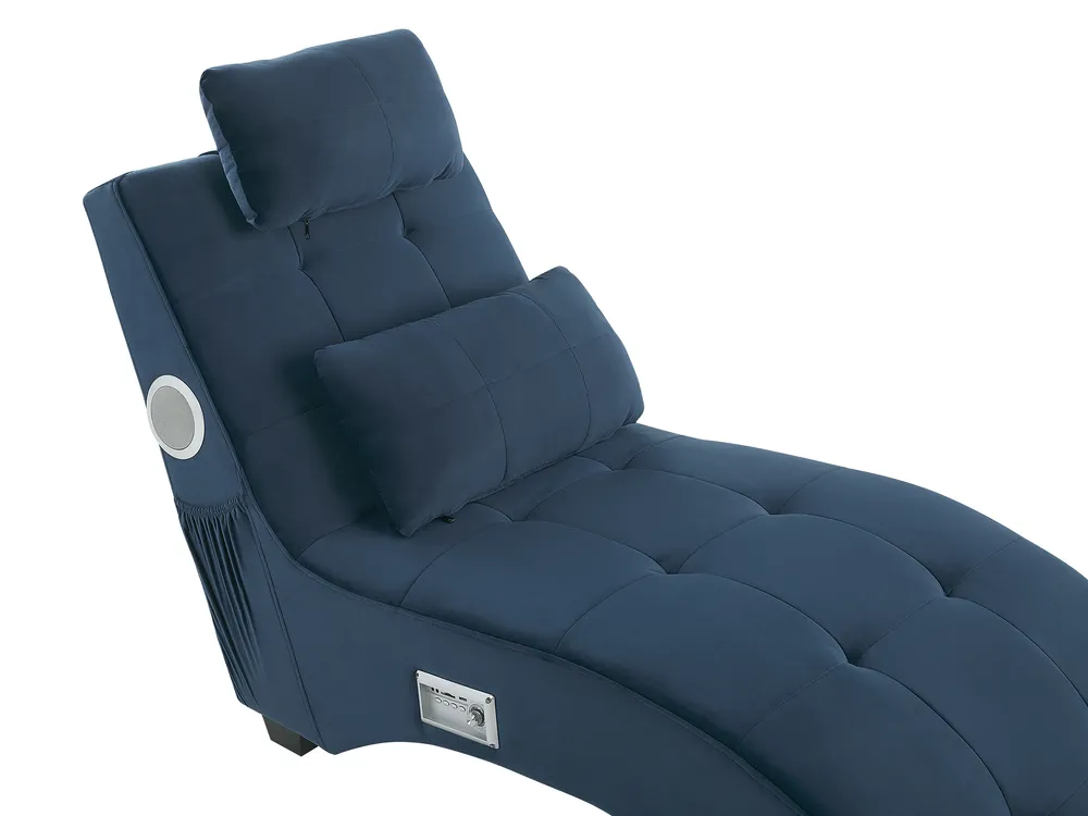 Chaiselongue SIMORRE mit Bluetooth-Lautsprecher Samtstoff Dunkelblau_823089