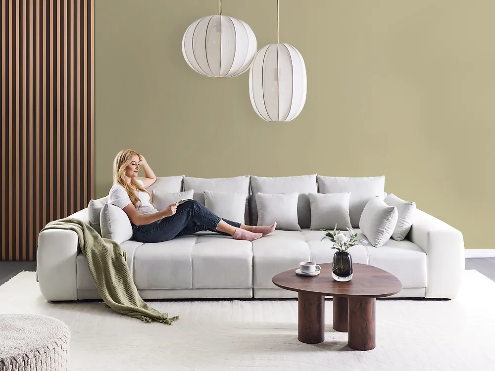 Sofa 4-Sitzer TORPO Stoff Hellbeige