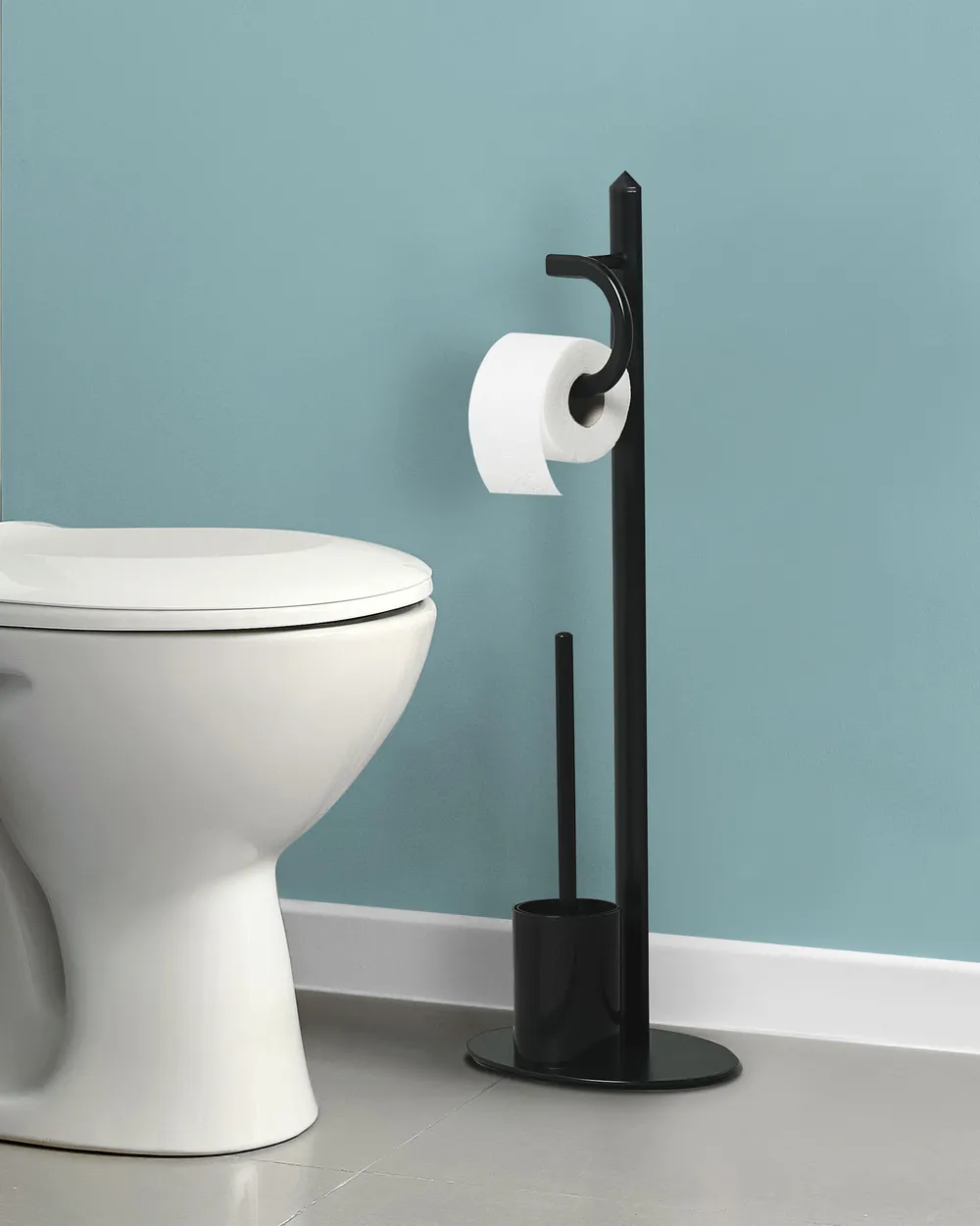 Toilettenpapierhalter mit Bürste SARTO Metall Schwarz_874051
