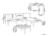 Garten Ecksofa mit Tisch 3-Sitzer BRACCIANO zertifiziertes Akazienholz Hellbeige linksseitig_956242