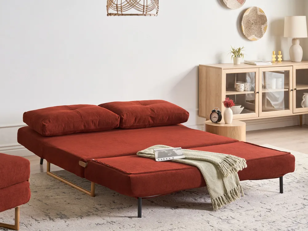 Living Room Set 6 Seater JERSLEV Fabric Red_1016647