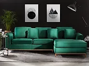 Ecksofa OSLO Samtstoff Dunkelgrün linksseitig_1177478